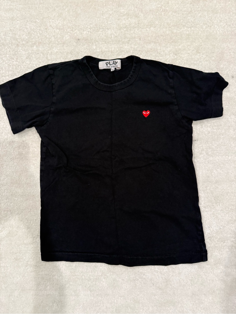 Comme des Garcons PLAY Kids Black Tee with Red Heart Patch